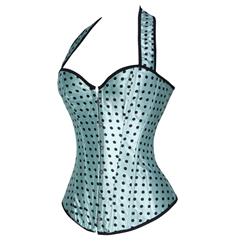Mint Polka Dot Halter Corset N1546