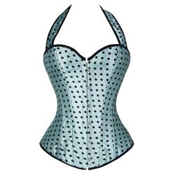 Mint Polka Dot Halter Corset N1546
