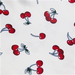 Girl's Vintage Cherry Print Sleeveless Round Collar Swing Dress N15481