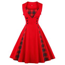 Retro Dresses for Women 1960, Vintage Dresses 1950's, Vintage Dress for Women, Sexy Dresses for Women Cocktail Party, Casual Tea Dress, Swing Dress, Red Patchwork Dress, #N15503