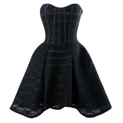 Charming Black Gothic Sweetheart-neck Strapless Lace Cocktail Dresses N15513