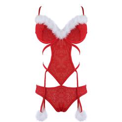Sexy Red Floral Lace Strappy One Piece Night Wear Lingerie N15578