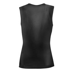 Mens Black Sleeveless Faux Leather Undershirt Vest N15663