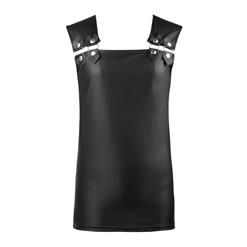 Mens Black Sleeveless Faux Leather Undershirt Vest N15663