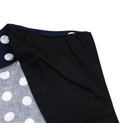 Women's Dark Blue Vintage Sleeveless Dot Print Plus Size Swing Dress N15962