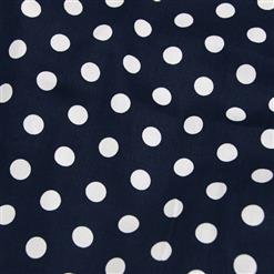 Women's Dark Blue Vintage Sleeveless Dot Print Plus Size Swing Dress N15962