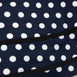 Women's Dark Blue Vintage Sleeveless Dot Print Plus Size Swing Dress N15962