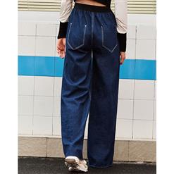 Women's Blue Elastic Casual Wide Leg Jeans N16033