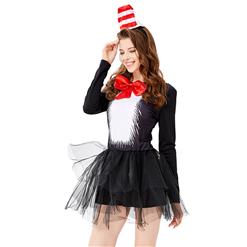 Women's Movie Character Cat Black Mesh Dress Cosplay Halloween Adult Costume N16124