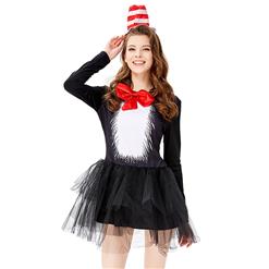 Women's Movie Character Cat Black Mesh Dress Cosplay Halloween Adult Costume N16124