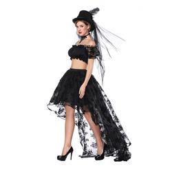 Women's Sexy Off Shoulder Ruffled Crop Top with High Waist Elastic High Low Skirt Sets N16173