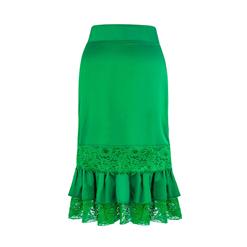 Women's Vintage Gothic Punk Green Asymmetry Lace Patchwork Slim Fit Skirt N16356