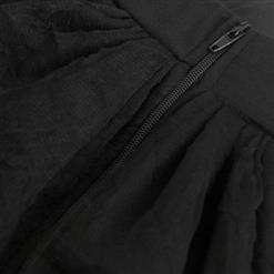 Women's Sexy Black Gauze High Waist Asymmetry High Low Skirt N16365