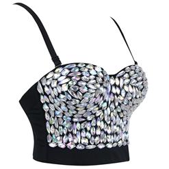 Sweets Silver Studded Gem B Cup Bustier Bra Clubwear Top N16375