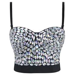 Sweets Studded Gem Bra Top, B Cup Bustier Bra, B Cup Gem Bustier Bra for Women, Sweets Studded Gem Clubwear Bra, #N16375