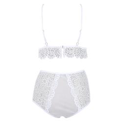 Charming White Floral Lace Bra Top and Panty Lingerie Set N16412