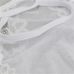 Charming White Floral Lace Bra Top and Panty Lingerie Set N16412
