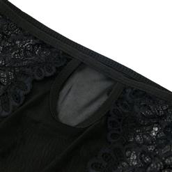 Charming Black Floral Lace Bra Top and Panty Lingerie Set N16413