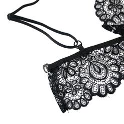 Charming Black Floral Lace Bra Top and Panty Lingerie Set N16413