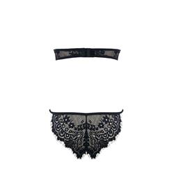 Sexy Black See-through Halter Floral Lace Bra Top and Panty Lingerie Set N16416