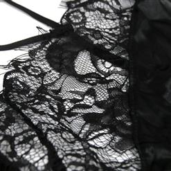 Sexy Black Lace Patchwork Spaghetti Strap Nightwear Bodysuit Teddy Lingerie N16418