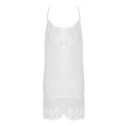 Sexy White Lace Patchwork Spaghetti Strap Nightwear Bodysuit Teddy Lingerie N16419