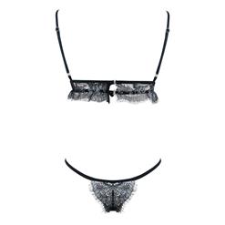 Sexy Silver Spaghetti Strap Floral Lace Bra Top and Panty Bikini Lingerie Set N16426