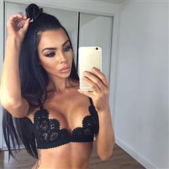 Sexy Charming Black Spaghetti Strap Hollow Out Crochet Lace Lingerie Bra N16471