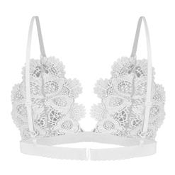 Sexy Charming White Spaghetti Strap Hollow Out Crochet Lace Lingerie Bra N16472