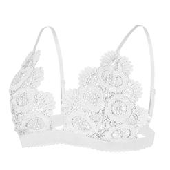 Sexy Charming White Spaghetti Strap Hollow Out Crochet Lace Lingerie Bra N16472