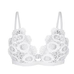 Sexy Charming White Spaghetti Strap Hollow Out Crochet Lace Lingerie Bra N16472