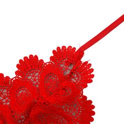 Sexy Charming Red Spaghetti Strap Hollow Out Crochet Lace Lingerie Bra N16473