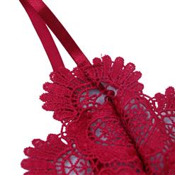 Sexy Charming Wine Red Spaghetti Strap Hollow Out Crochet Lace Lingerie Bra N16474