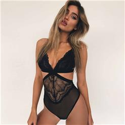 Sexy Cut Out Lace Teddy Lingerie, Sexy Black Lace Teddy Lingerie, Cheap Fashion Bodysuit Lingerie, Valentine's Day Sexy Lace Lingerie, Sexy Spaghetti Strap Lingerie for Women, Sexy Lace Nightwear Bodysuit, See-through Lace Teddy Lingerie, #N16511