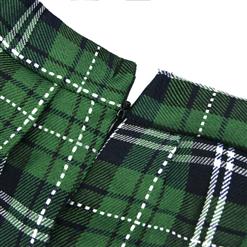 Sexy Adult Mesh Top Plaid Skirt Set School Girl Cosplay Lingerie Costume N16525