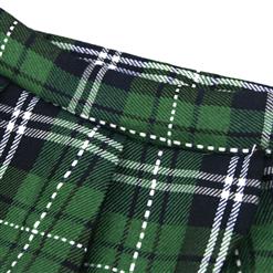 Sexy Adult Mesh Top Plaid Skirt Set School Girl Cosplay Lingerie Costume N16525