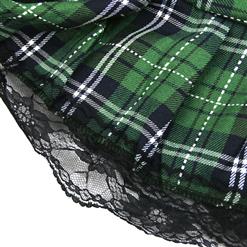 Sexy Adult Mesh Top Plaid Skirt Set School Girl Cosplay Lingerie Costume N16525