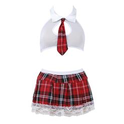 Sultry School Girl Roleplay Cosplay Adult Costume Plaid Skirt Set N16527