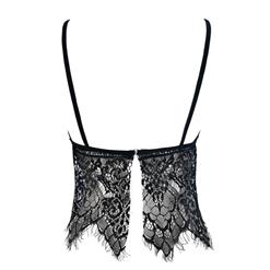 Sexy Charming Black Floral Lace Hollow Out Irregular Bra Crop Top N16567