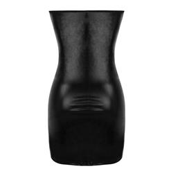 Sexy Black Wet Look PVC Leather Strapless Clubwear Bodycon Mini Dress N16597