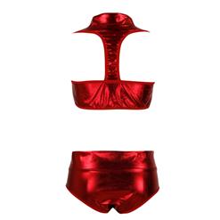 Sexy Red 2 Piece Deep V Sleeveless CropTop Short Set Clubwear N16645