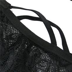 Black Halter Ultra Soft Floral Lace Mesh Babydoll Lingerie Sleepwear Dress N16652