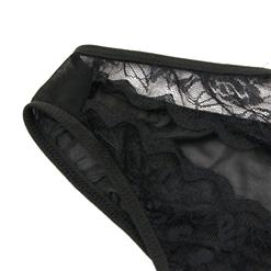Sexy Black Oblique Neck Mesh Splicing Cut Out Bodysuit Lingerie N16819