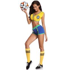 Sexy Brazil Fantasy Soccer Player Cosplay Costume Set N16842