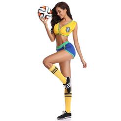 Sexy Brazil Fantasy Soccer Player Cosplay Costume Set N16842