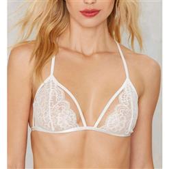 Charming White Super Soft Floral Lace Wireless Triangle Bra Top N16843