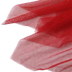Red Deep V Split Sheer Mesh Babydoll Lingerie Sleepwear Dress N16982