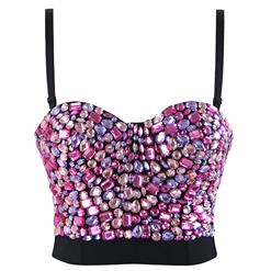 Sweets Studded Gem Bra Top, B Cup Bustier Bra, B Cup Gem Bustier Bra for Women, Sweets Studded Gem Clubwear Bra, #N17006