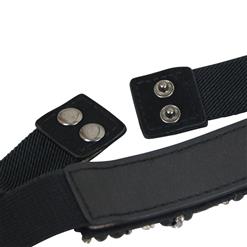Women's Fashion Black Crystal Beaded Elastic Thin Waist Belt N17030