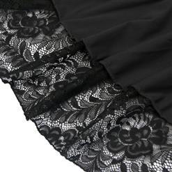 Vintage Gothic Black High Waist Button Lace Trim Ruffled High-low Skirt N17138